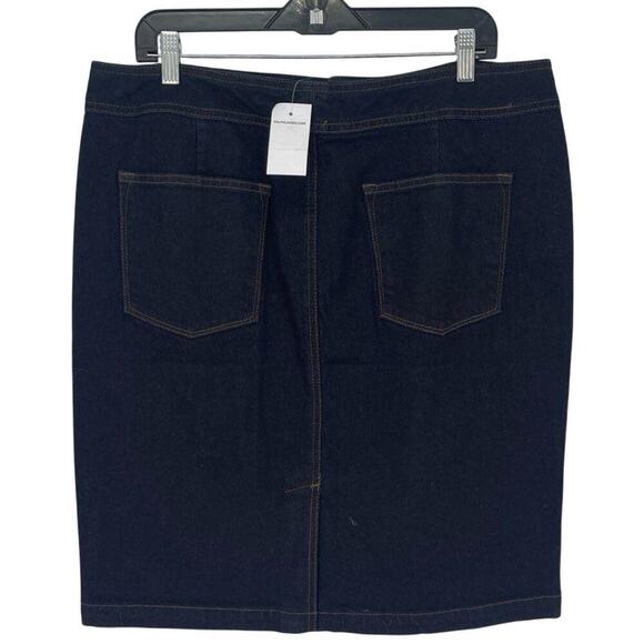 Women's 14 Lauren Jeans Co. Premium Dark Denim Skirt with Suede Detail - Picture 3 of 3